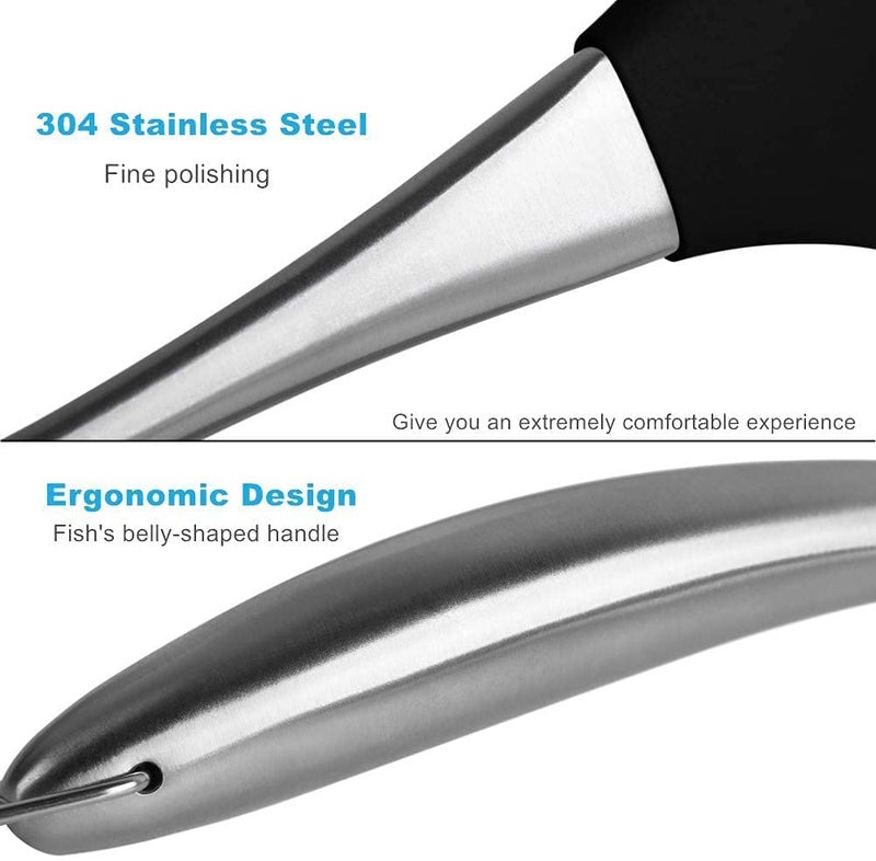 TASKHOUSE TASKHOUSE Kitchen Pasta Server Durable Food Grade Stainless Steel Pasta Spoon with Ergonomic Handle and Heat Resistant Design Silicone Kitchen Spaghetti Server Fork for Noodles Pasta and More_Black  - Image 5