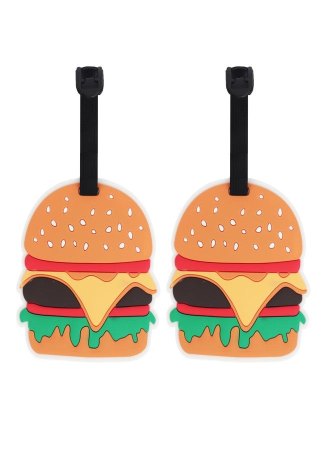 SandT Collection Set of 2 Fun Food Luggage Tags for Travel Suitcase ID Holder (Burger) - Image 1