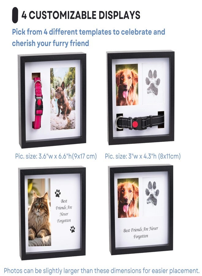 OtterPets Dog Paw Print Kit for Dogs, Dog Picture Frame with Shatterproof Plexiglass, 4 Customizable Displays, 9”x9”, Pet Memorial Gifts for Dogs, Loss of Pet Sympathy Gift, Pet Paw Print Impression Kit (Black) - Image 2