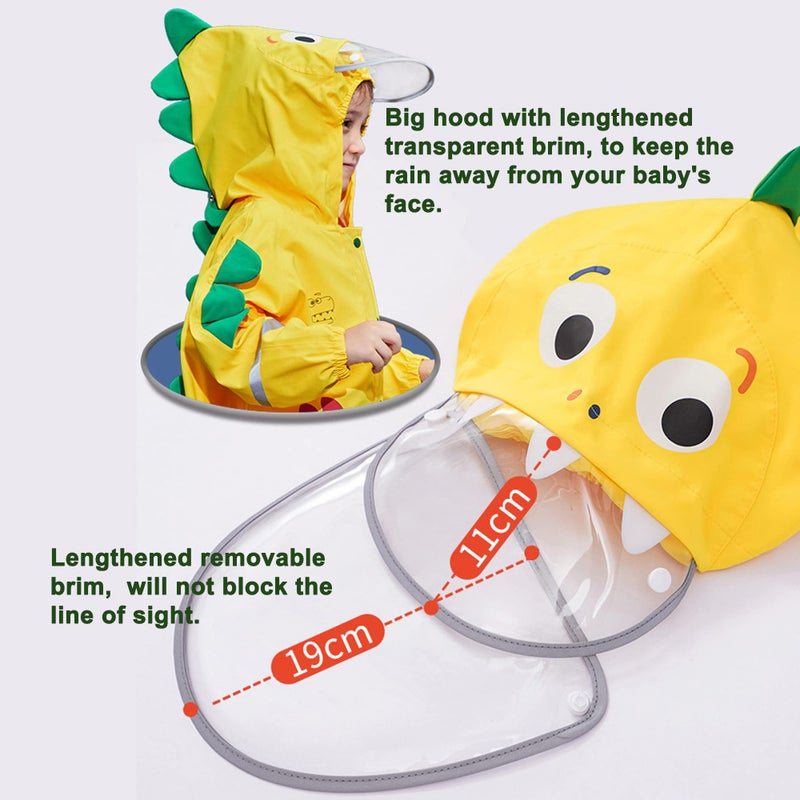 Fewlby Toddler Boys Rain Suit Lightweight Waterproof Coveralls Cartoon Fire Breathing Dragon Hoodie Rain Jacket 4-6 years L Size - Image 4