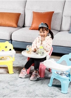 DBLEW Baby Feeding Chair With Detachable Tray Portable High Chair For Toddlers Booster Seat For Kids With Back Support Cushioned Cartoon Cover Stackable Chair For Feeding Studying Play Safe And Comfortable  - Image 2