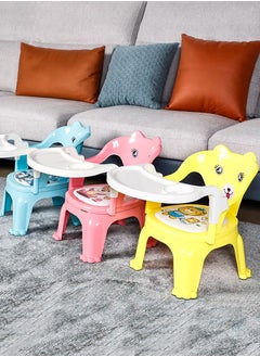 DBLEW Baby Feeding Chair With Detachable Tray Portable High Chair For Toddlers Booster Seat For Kids With Back Support Cushioned Cartoon Cover Stackable Chair For Feeding Studying Play Safe And Comfortable  - Image 3