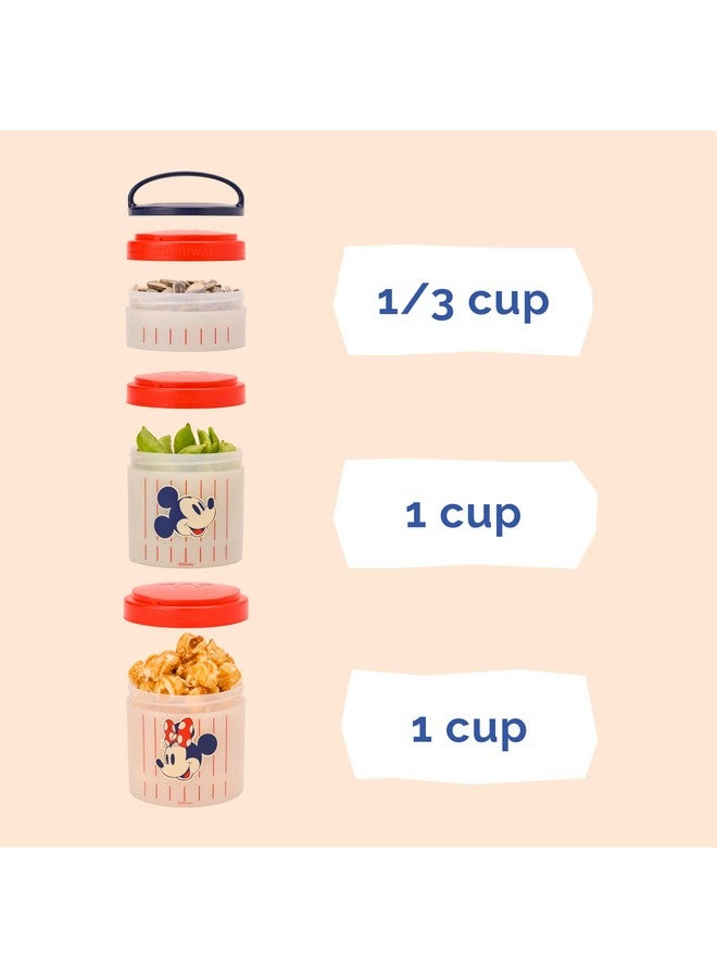Whiskware Disney Mickey Mouse and Friends Stackable Snack Containers for Babies, Toddlers, and Kids, 3 Stackable Snack Cups for School and Travel, Cupholder Friendly, Mickey and Minnie! Baseball! - Image 4