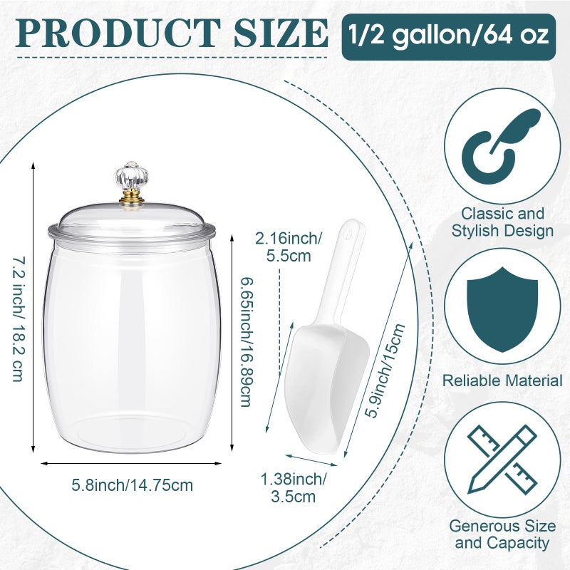 Nuogo 0.5 Gallon/64 oz Candy Jar With Lid and Spoon Clear Cookie Container Candy Jar Large Airtight Apothecary Storage Organization for Wedding Home Kitchen Bar - Image 2
