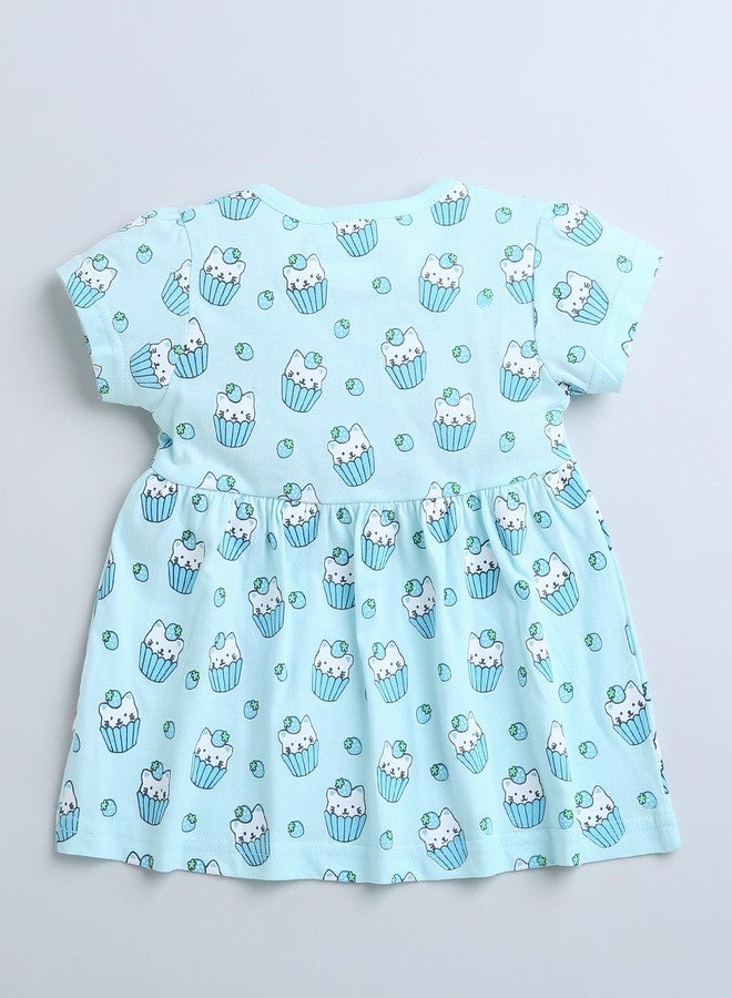 BUMZEE Powder Blue Girls Half Sleeves Cotton Frock Age - 18-24 Months (Peb9099E-pbl) - Image 2