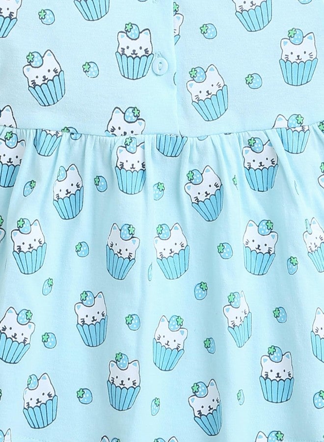 BUMZEE Powder Blue Girls Half Sleeves Cotton Frock Age - 18-24 Months (Peb9099E-pbl) - Image 3