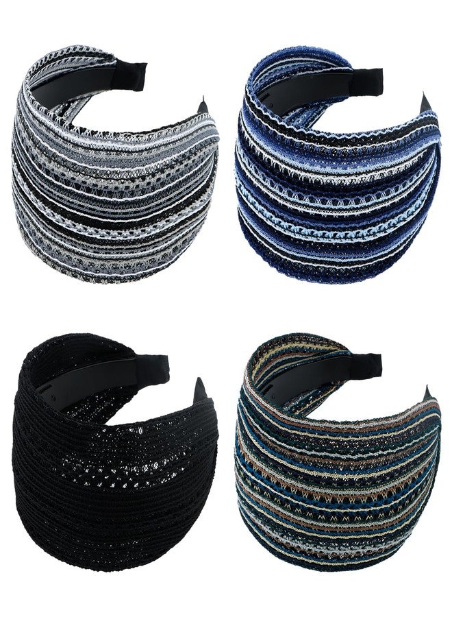 ACO-UINT 4 Pack Wide Headbands for Women, Large Head Bands With Teeth, Non-slip Thick Turban Hairbands, Hair Accessories - Image 1