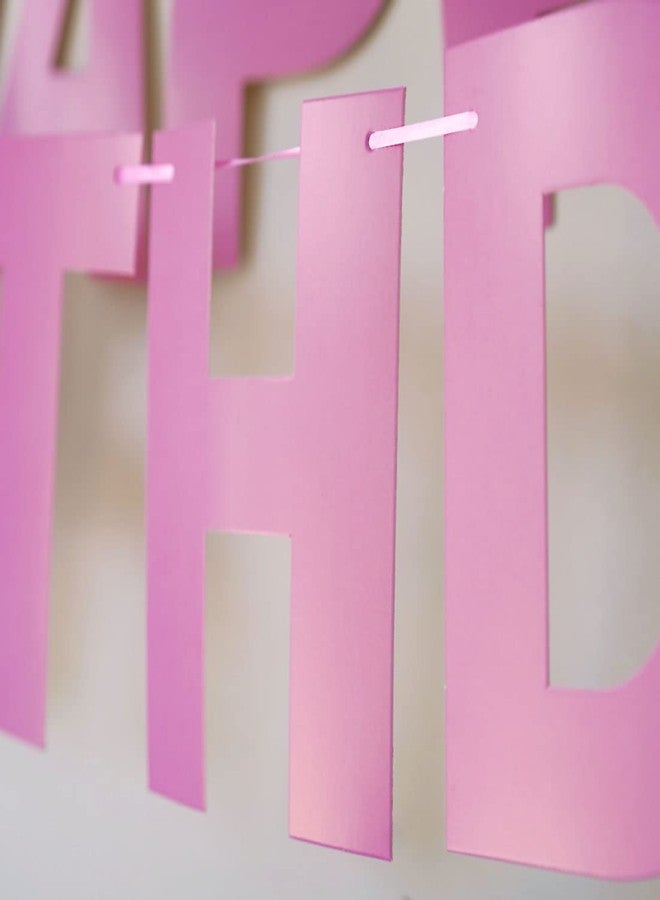 HANKOR Prestrung Happy Birthday Banner - Pink Birthday Sign Garland Bunting, Decorations for Girls & Women - Image 4