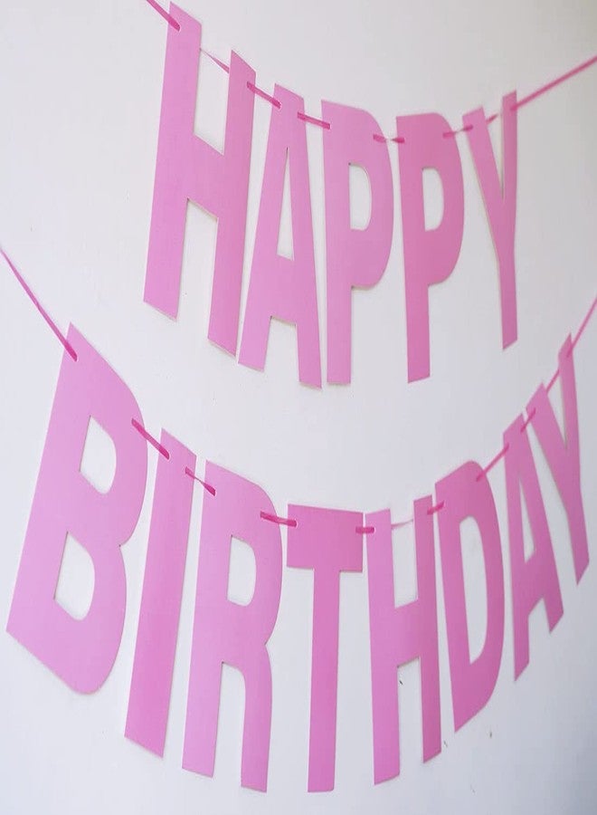 HANKOR Prestrung Happy Birthday Banner - Pink Birthday Sign Garland Bunting, Decorations for Girls & Women - Image 2
