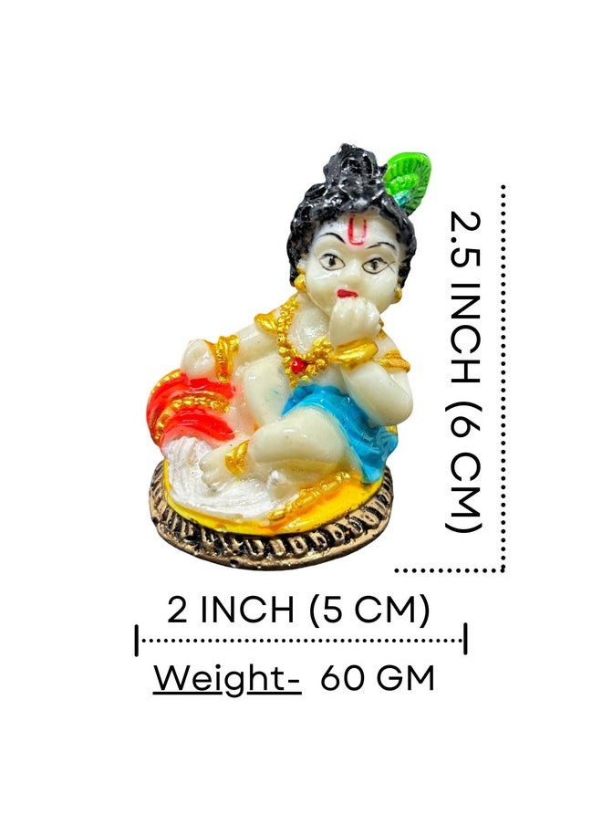 Salvus App SOLUTIONS Salvus APP SOLUTIONS Marble Makhan Chor Laddu Gopal/Baal Gopal Figurine Showpeice (Multicolor, 2x2.5 INCH)  - Image 2