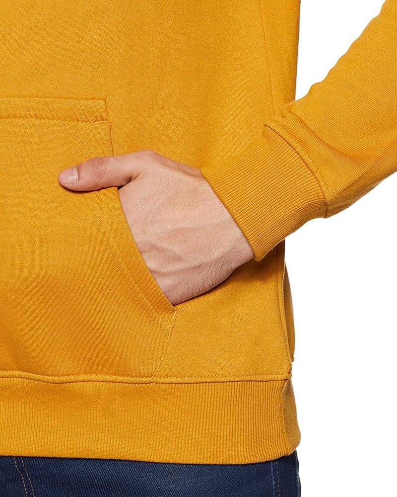 ADRO Men's Cotton Blend Neck Hooded Sweatshirt (H24-NEW-MU_Mustard - Image 4