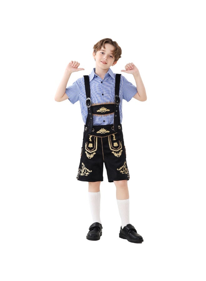 NIBEMINENT A two-piece Halloween costume consisting of overalls and a cotton checkered shirt - Image 1