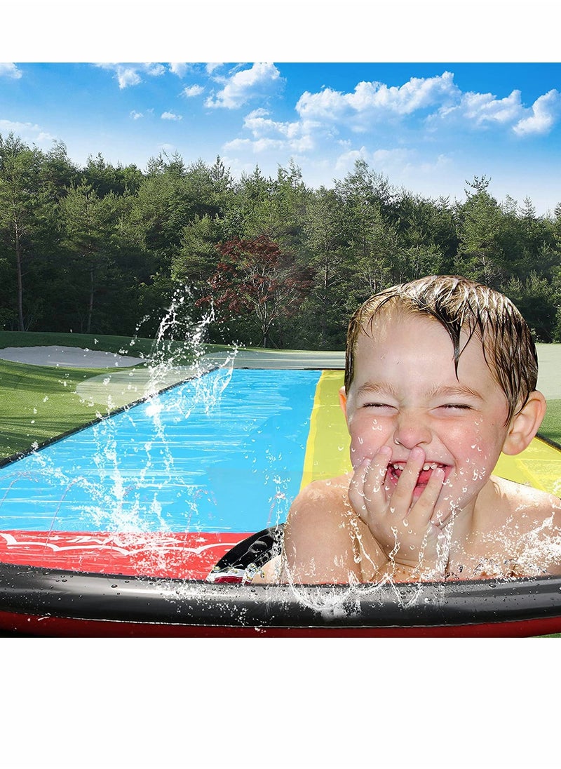 Lawn Water Slides for Kids Adults, Lane Slip, Splash  Slide for Backyards, Water Slide Waterslide with 2 Boogie Boards, 15.7FT 2 Sliding Racing Lanes with Sprinklers, Durable PVC Construction  - Image 2