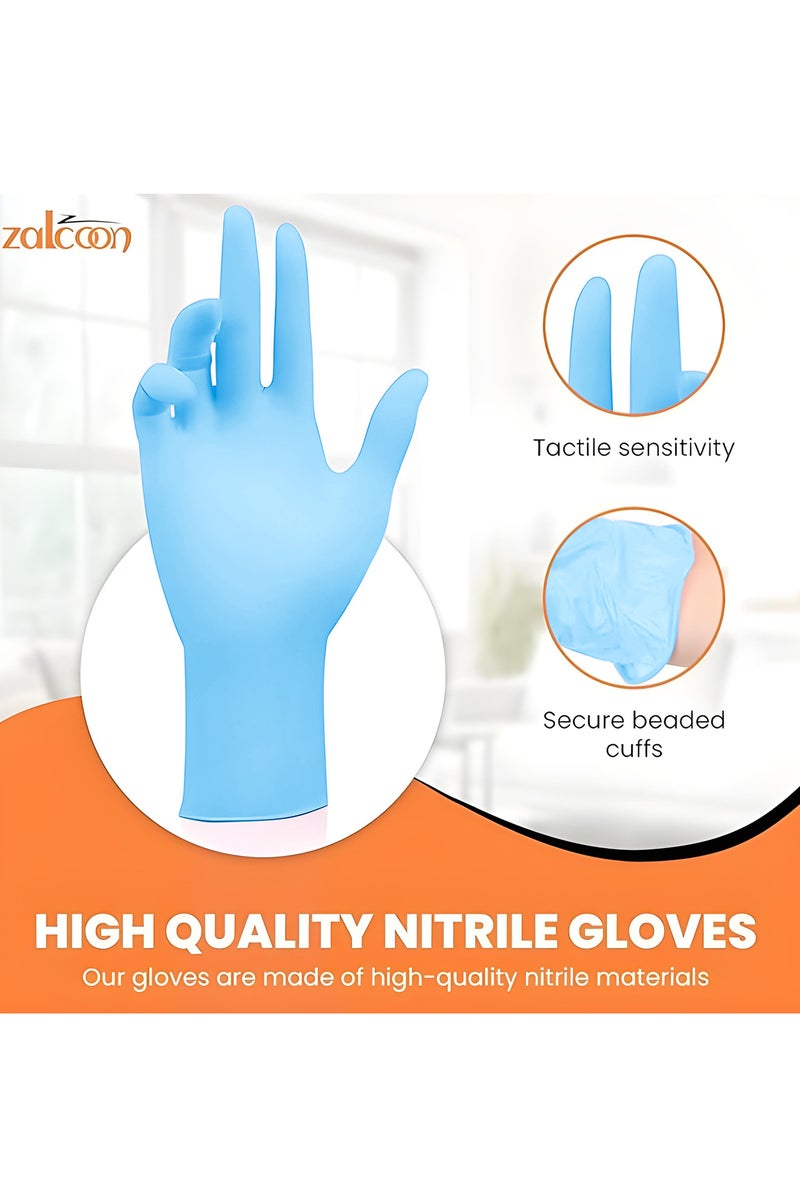 Zalcoon Blue Clear Disposable Gloves, 4.5g latex free Powder Free Gloves for light use, Home, Cleaning, Food Prep, Food safe and Non-Sterile Large (L) (1 Pack x 100 Pieces) - Image 2