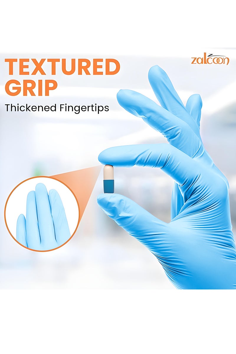 Zalcoon Blue Clear Disposable Gloves, 4.5g latex free Powder Free Gloves for light use, Home, Cleaning, Food Prep, Food safe and Non-Sterile Large (L) (1 Pack x 100 Pieces) - Image 3