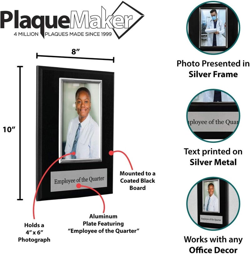 PlaqueMaker Pre-designed Employee of the Month, Quarter or Year Award Plaque - 8 x 10" Photo Plaque holds a 6 x 4" Portrait Photo (Quarter) - Image 3