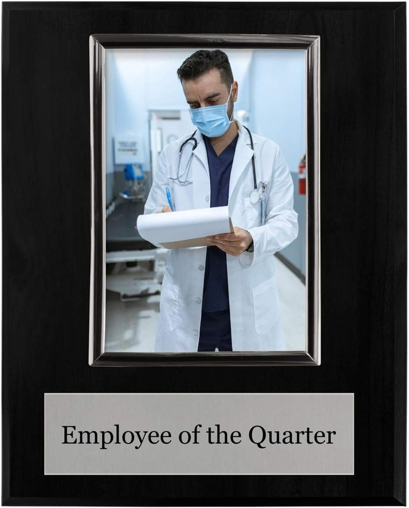 PlaqueMaker Pre-designed Employee of the Month, Quarter or Year Award Plaque - 8 x 10" Photo Plaque holds a 6 x 4" Portrait Photo (Quarter) - Image 1