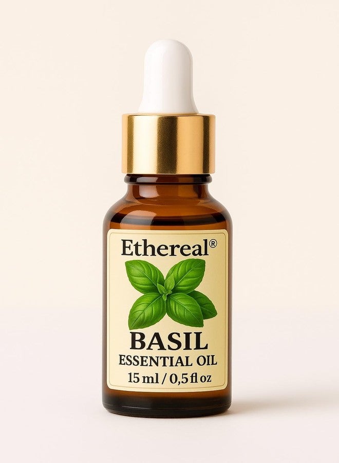 Ethereal Basil (Tulsi) Essential Oil – 100% Pure, Natural & Organic – Therapeutic Grade – For Skin Care, Aromatherapy, Massage, Candles, DIY & Relaxation – 15ml - Image 1