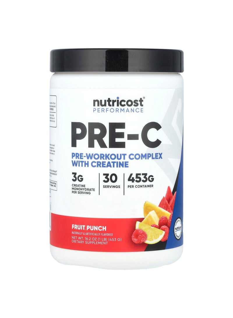 Nutricost Performance, Pre-C, Pre-Workout Complex With Creatine, Fruit Punch, 1 lb (453 g)