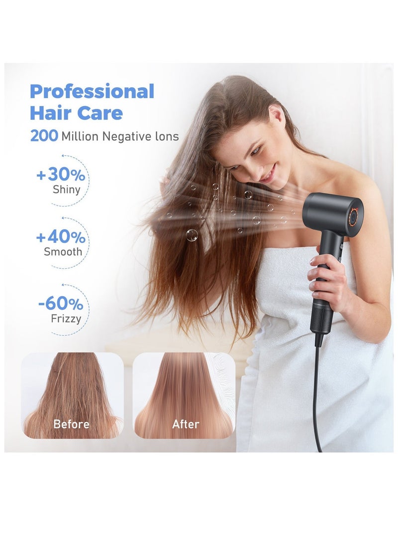 BOPCAL 1500W Professional High‑Speed Blow Dryer,110000RPM,200 Million Negative Ions Ionic Hair Dryer with Concentrator, Thermo‑Control Low Noise Lightweight for Home Salon & All Hair Types - Image 4