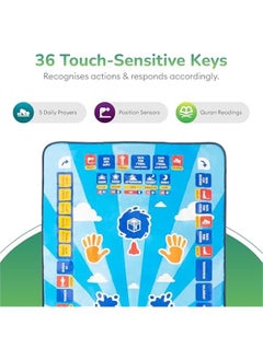 KHAJUL Salah Learning Prayer Mat with 36 Touch Keys and 7 Languages, Speaker, Fun & Easy Interactive Islamic Toy for Ages 3+ Children  - Image 4