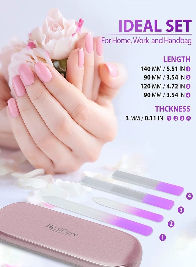 HealPure مبرد أظافر زجاجي وملمع أظافر، مجموعة 4 قطع من مبرد الأظافر الكريستالي وملمع الأظافر الزجاجي النانو، مجموعة مميزة مع حقيبة، أداة مهنية لتجميل الأظافر، مبرد أظافر تشيكي للأظافر الطبيعية، هدية للنساء والفتيات - Image 4