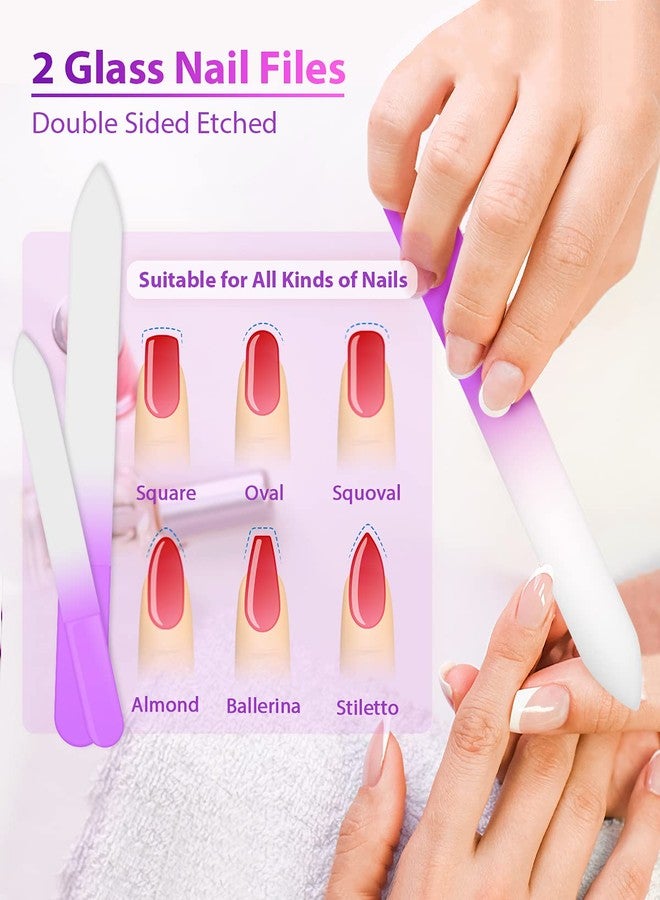 HealPure مبرد أظافر زجاجي وملمع أظافر، مجموعة 4 قطع من مبرد الأظافر الكريستالي وملمع الأظافر الزجاجي النانو، مجموعة مميزة مع حقيبة، أداة مهنية لتجميل الأظافر، مبرد أظافر تشيكي للأظافر الطبيعية، هدية للنساء والفتيات - Image 2