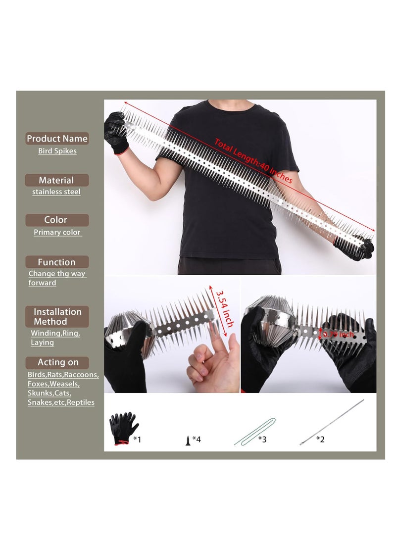 KASTWAVE Bird Spikes, Durable Bird Repellent Spikes Arrow Pigeon Spikes Fence Kit, for Outside to Keep Birds Away, Pigeon Squirrel Bird Spikes Deterrent, Bird Prevention Spikes with Stainless Steel - Image 4