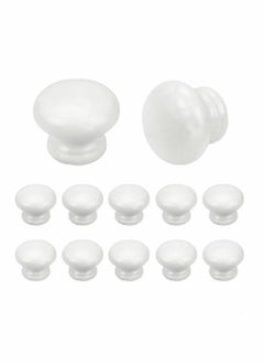 Y&D Round Wood Cabinet Knobs, Mushroom Shape White Wooden Pulls, Drawer Dresser Cupboard Wardrobe (12pcs, Diameter: 1.34 Inch, Height: 1 Inch)  - Image 1