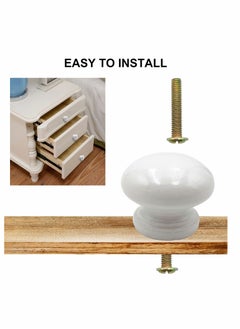 Y&D Round Wood Cabinet Knobs, Mushroom Shape White Wooden Pulls, Drawer Dresser Cupboard Wardrobe (12pcs, Diameter: 1.34 Inch, Height: 1 Inch)  - Image 4