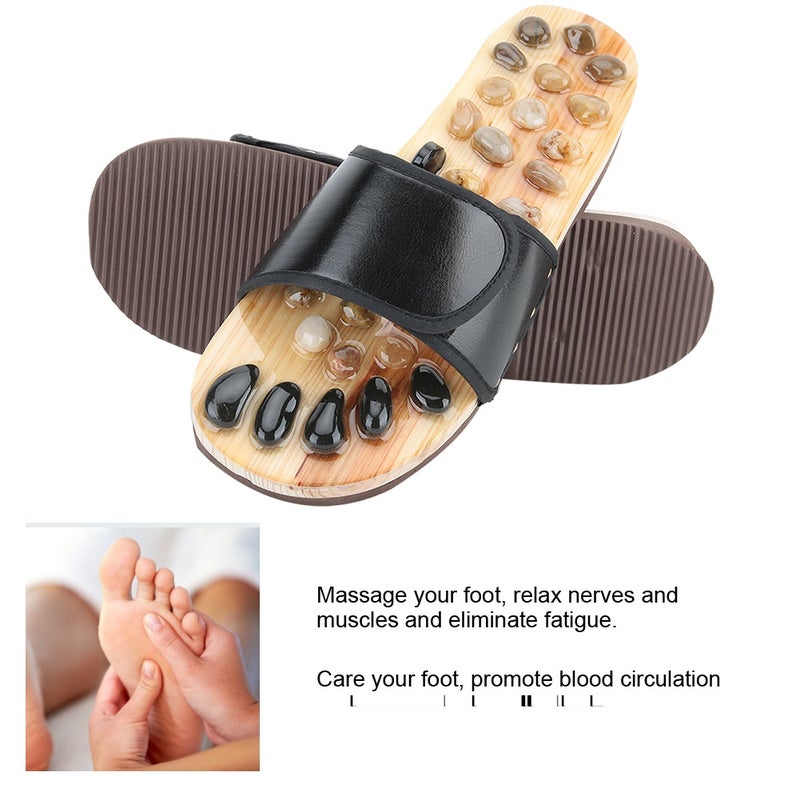 Foot Massage Slippers Pebble Stone Sandal Acupuncture Feet Relax Shoes Health CareBlack 37-38 - Image 5
