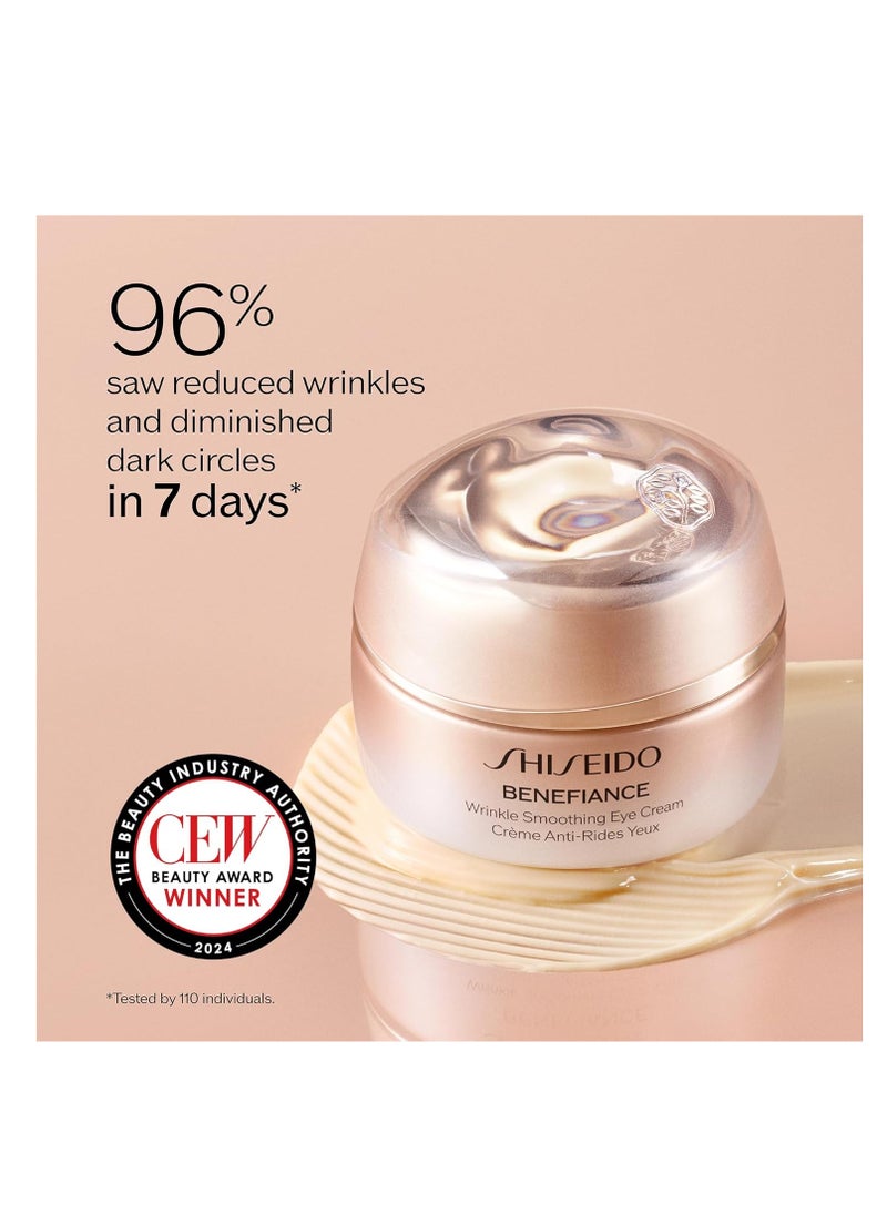 Shiseido - Shiseido Benefiance Wrinkle Smoothing Eye Cream - 15 mL - Visibly Improves Five Types of Eye Wrinkles, Dark Circles & Puffiness - 48-HR Hydration - All Skin Types - Non-Comedogenic - Image 1