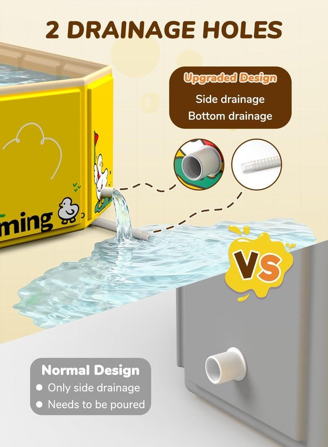 VBABY Collapsible Baby Bathtub, Portable Toddler Bathtub with 2 Drain Holes, Foldable Baby Tubs for Infants to Toddler, Travel Baby Tubs, Easy to Clean, Yellow - Image 3