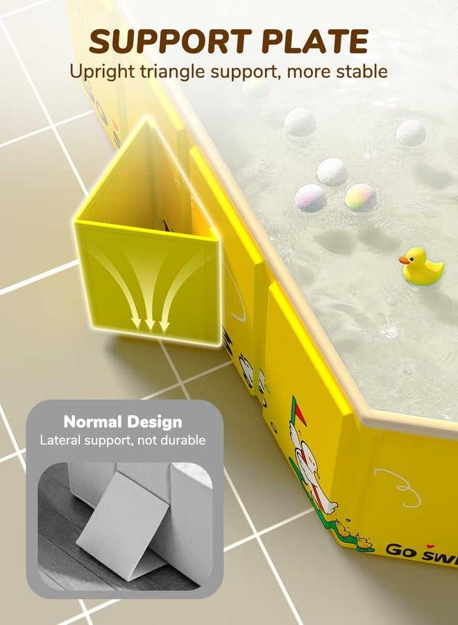 VBABY Collapsible Baby Bathtub, Portable Toddler Bathtub with 2 Drain Holes, Foldable Baby Tubs for Infants to Toddler, Travel Baby Tubs, Easy to Clean, Yellow - Image 2