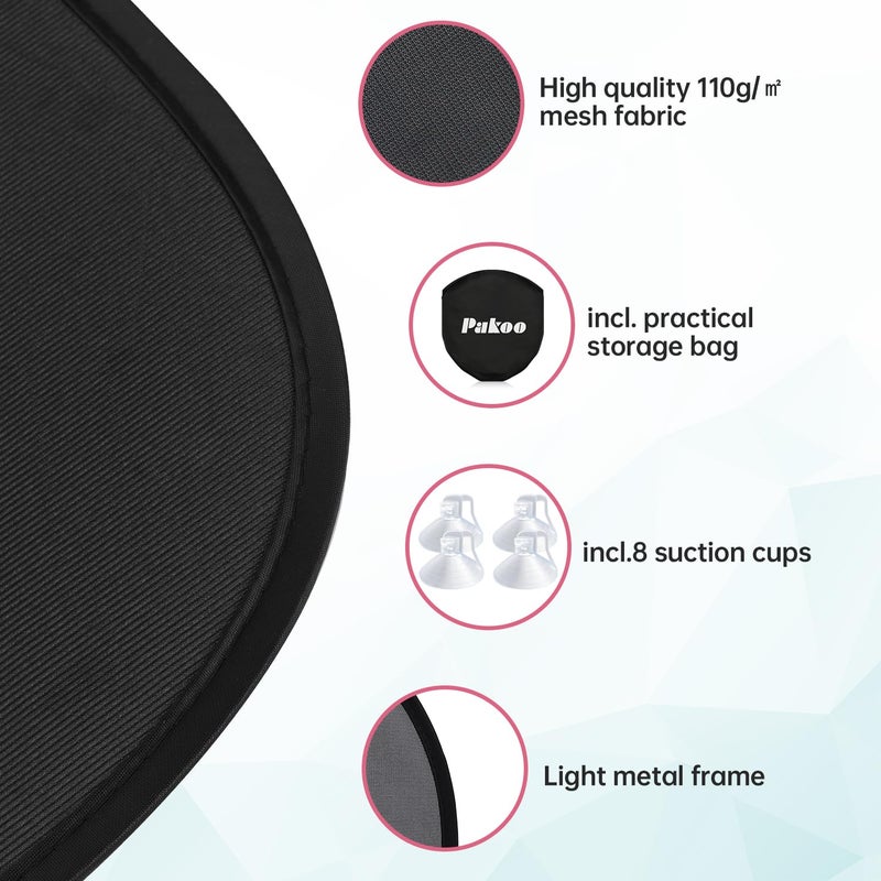 Pakoo Car Window Shade for Baby, 2 Pack UV Protection Breathable Universal Fit Mesh Car Window Shades, 2 Pack with 8 Suction Cups- 17.7 x 14 inches - Image 4