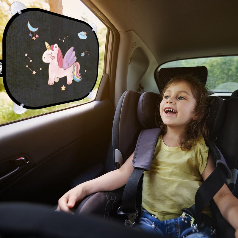 Pakoo Car Window Shade for Baby, 2 Pack UV Protection Breathable Universal Fit Mesh Car Window Shades, 2 Pack with 8 Suction Cups- 17.7 x 14 inches - Image 2