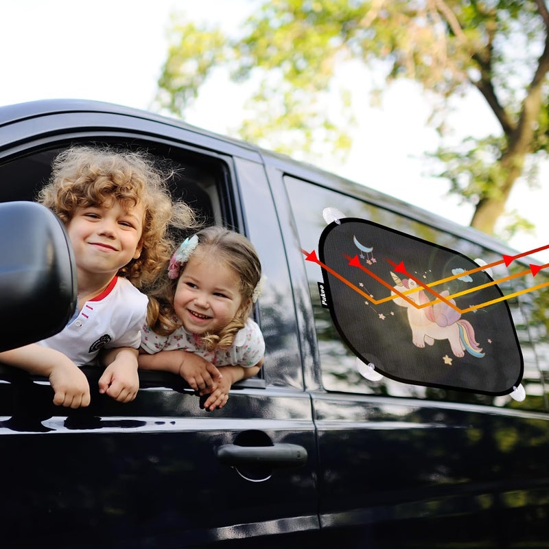 Pakoo Car Window Shade for Baby, 2 Pack UV Protection Breathable Universal Fit Mesh Car Window Shades, 2 Pack with 8 Suction Cups- 17.7 x 14 inches - Image 3