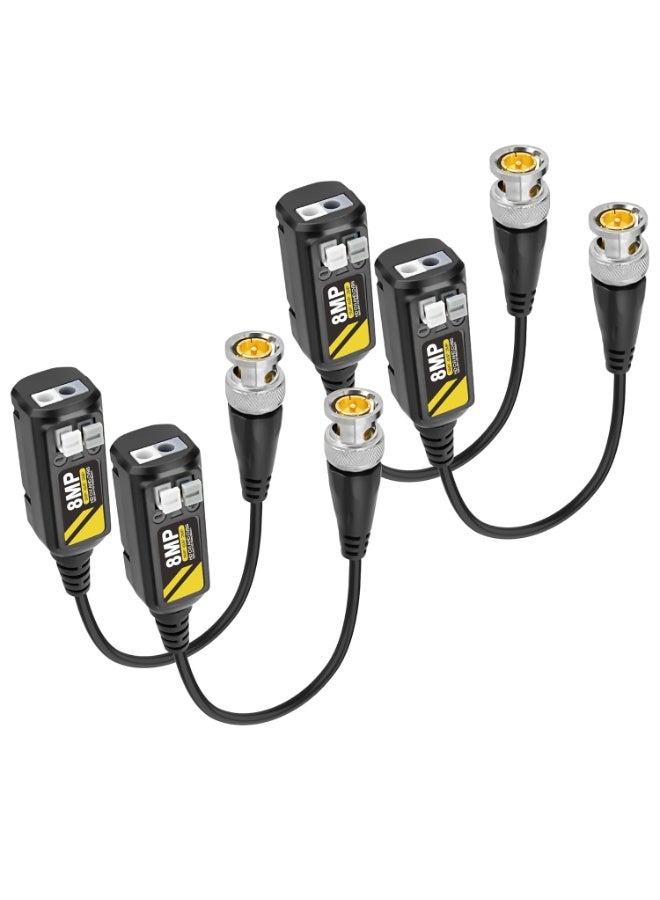 سونسر موصلات BNC BNC BNC السلبي BNC Video Balun موصلات فيديو AHD / TVI / CVI / CVBS السلبي جهاز إرسال واستقبال جهاز إرسال واستقبال لكاميرات المراقبة الأمنية 720P/960P/1080P/3MP/4MP/5MP/8MP - 2 زوج - Image 1