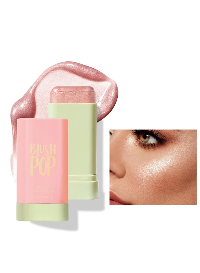 Excefore Highlighter Creamy Blush Stick, Skin-Illuminating Highlighter Makeup Stick, Long Lasting Waterproof Smooth Luminizer Shimmer Stick, Suitable for Girls and Women (Pearl White) - Image 1