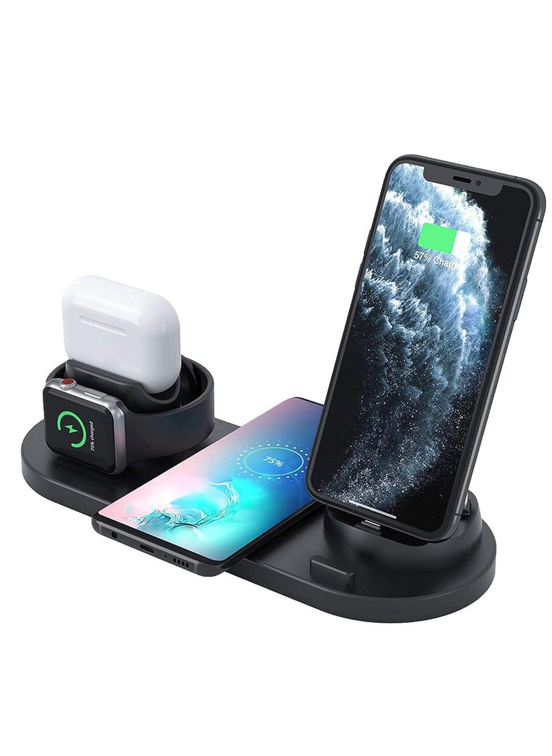 BGM 6-in-1 Wireless Charging Stand for iPhone/Android/Type-C with USB Port, Charger Dock Station for Apple Watch/AirPods/Samsung/Huawei/LG/HTC - Image 1