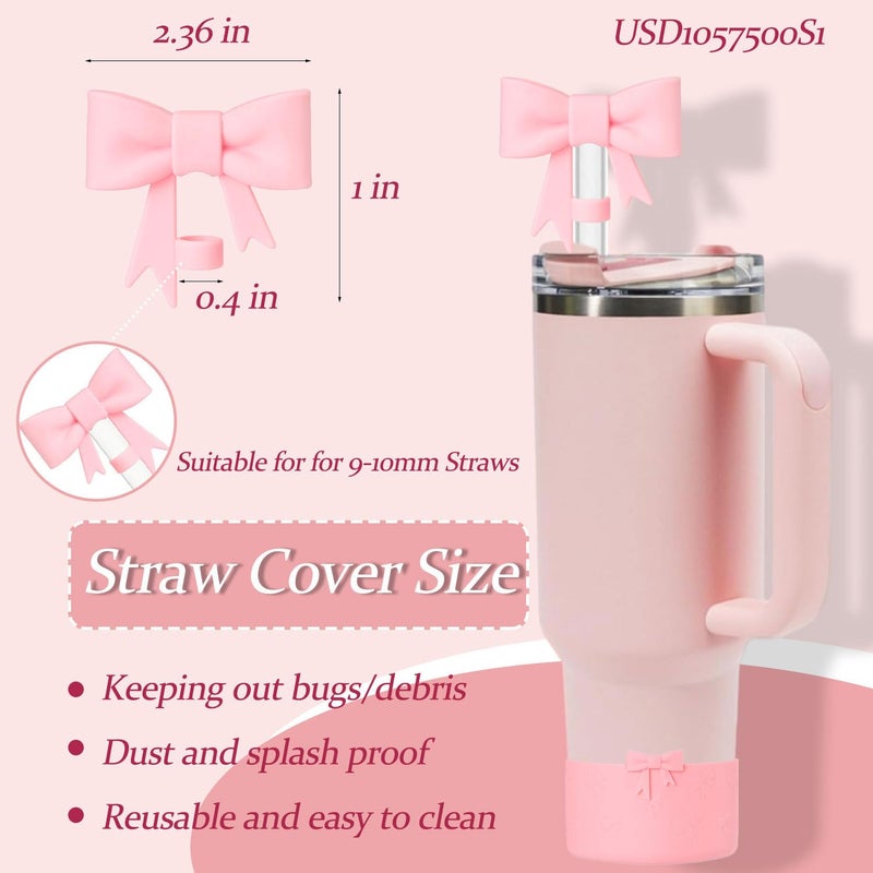 Lnulyaciy Bow Silicone Protective for Stanley Boot for 20/30/40Oz, 2 Pack for Stanley Cup Accessories Compatible 12-24Oz for Hydroflask Boot and More (Pink Set) - Image 2