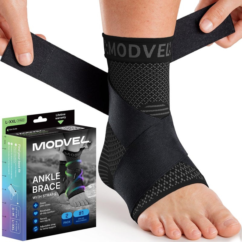 Modvel Foot & Ankle Brace Socks with Adjustable Support Strap â€“ Compression Sleeve for Sprained Ankle, Plantar Fasciitis Relief Tendonitis & Arthritis, Stabilizing Foot & Ankle Support for Women & Men - Image 1