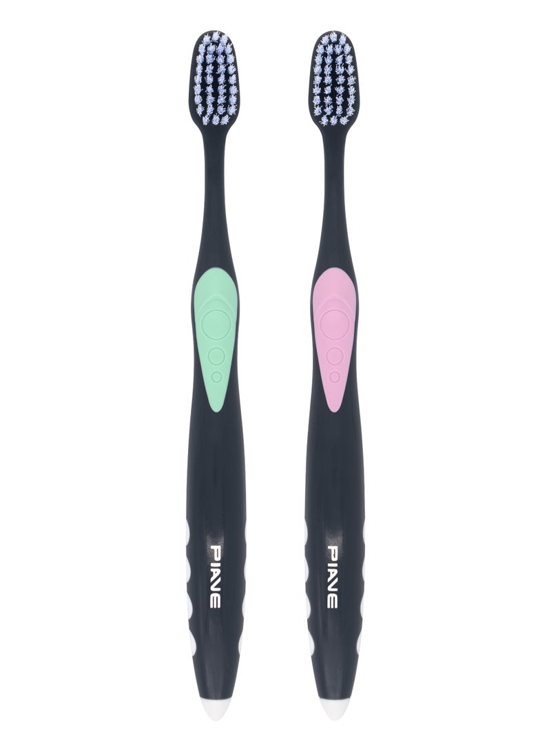 Piave Total Clean Medium Toothbrush, Deep Cleaning Bristles, Gentle on Gums, Ergonomic Handle, Daily Oral Care for Adults - Image 5