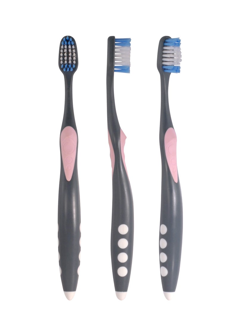Piave Total Clean Medium Toothbrush, Deep Cleaning Bristles, Gentle on Gums, Ergonomic Handle, Daily Oral Care for Adults - Image 3