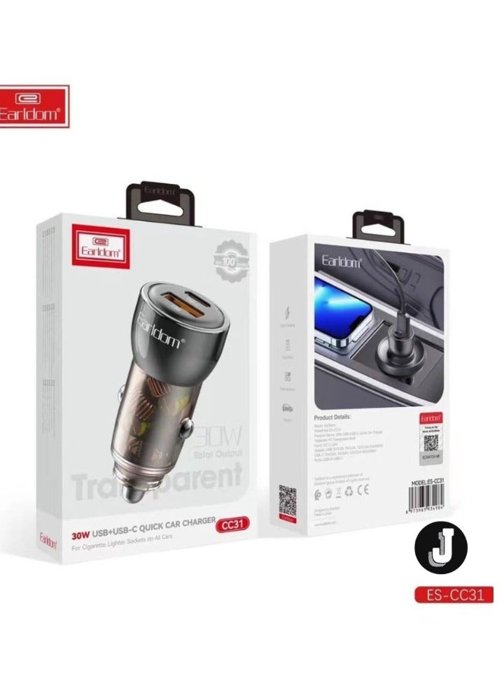 JAJEEK USB Power Supply (Auto) with Cable for Lighting – 1 USB Output + USB-C, Black - Image 2