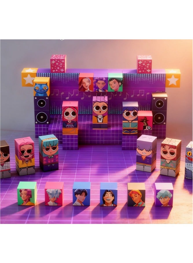 general K-POP: Demon-Hunting Girl Group Magnetic Building Blocks Toy – Freely Assemble to Develop Spatial Thinking and Hands-On Skills - Image 3