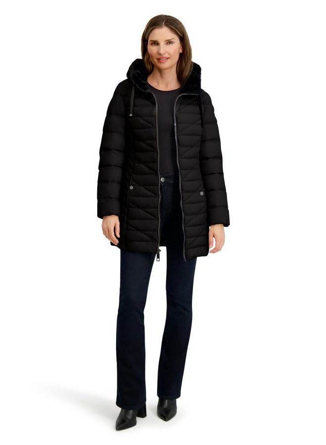 NAUTICA Women's Stretch Puffer Jacket with Faux Fur Lined Hood – Wind & Water-Resistant Winter Coat, Black, S - Image 4