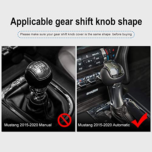 AIRSPEED Car Gear Shift Knob Cover Interior Accessories Sticker for Ford Mustang 2015-2022 Automatic, Carbon Fiber (Red) - Image 2