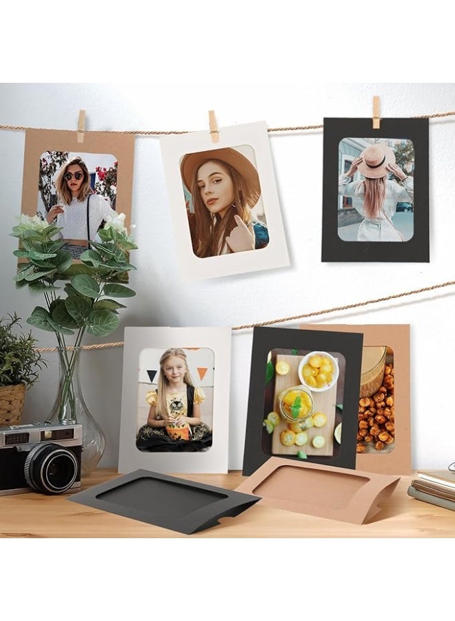 30 PCS Photo Banner, Picture Banner, Paper Photo Frames 4x6 with Rope and Clips, Suitable for DIY Display, Home, Office, Wedding and Party Decoration (White, Black, Cowhide) - Image 3