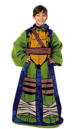 Northwest Youth Comfy Throw Blanket with Sleeves Nickelodeon Teenage Mutant Ninja Turtles, Being Leo, Multi Color - Image 1